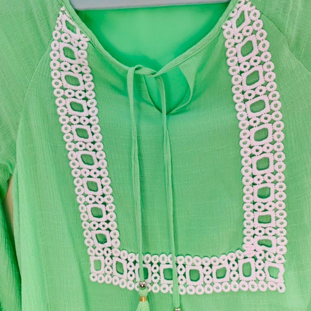 Lilly Pulitzer NWT Mermaid Green Amisa Blouse - Picture 3 of 6
